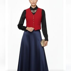 Vtg Lauren Ralph Lauren Red Vest with Gold Buttons